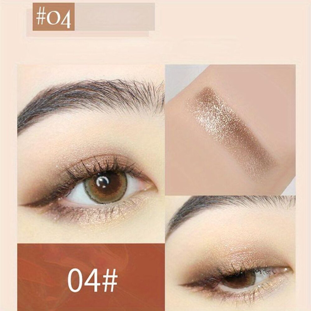 (4#) 2 In 1 Double Color Gradient Velvet Shimmer Eye Shadow Stick Lazy Eyes Makeup Waterproof Lasting Glitter Metallic Eyeshadow