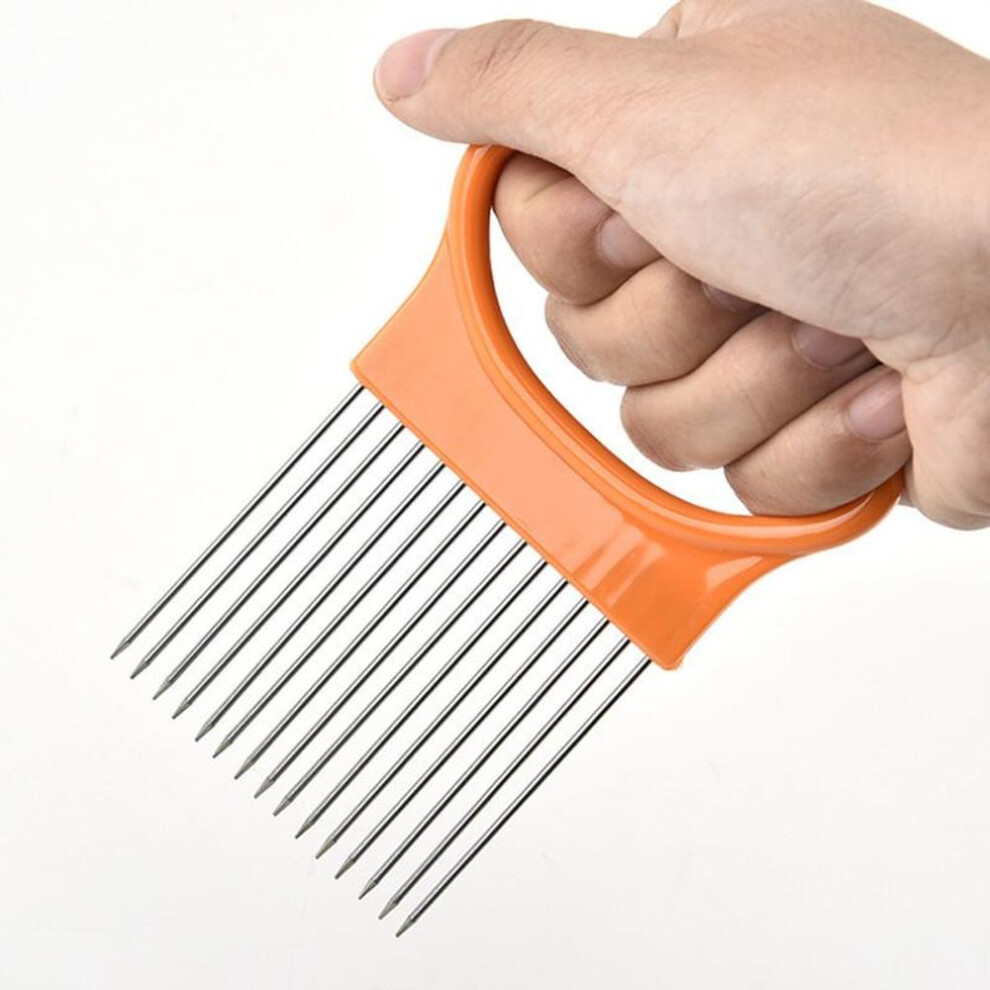 (orange, Onion Fork) Stainless Steel Onion Fork Vegetable Slicer Tomato Cutter Metal Meat Needle Kitchen Accessories