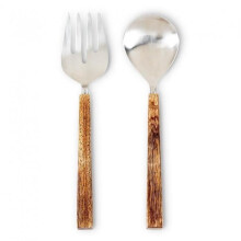 MDR Trading Inc. AB-36-TOSS-126 Mangowood Handles With Silver Fork And Spoon Salad Servers