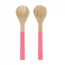MDR Trading Inc. AB-63-SORBET-07-PNK Matte Pink Handled Fork And Spoon Salad Servers
