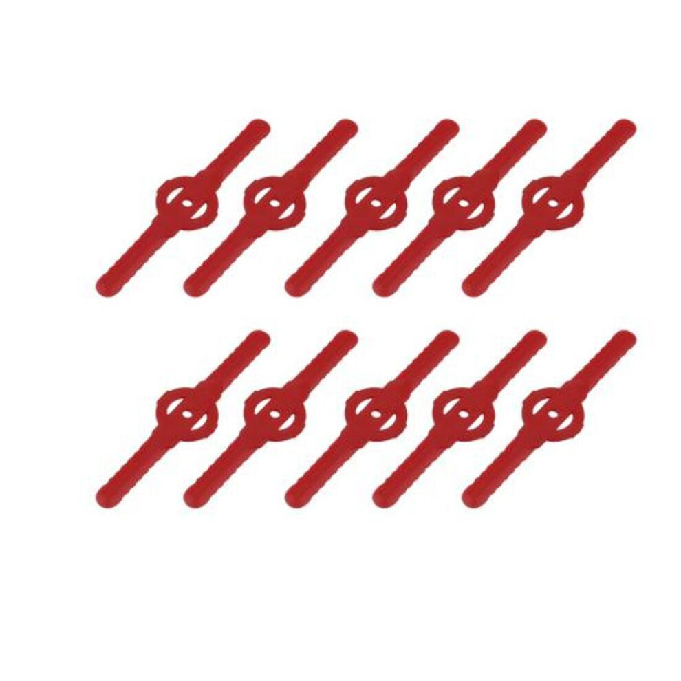 (red) 10 Pcs Grass Trimmer Blades Sharp Spinning Anti-deformed Labor Saving Thick Replacement Plastic Fast Cutting Grass Cutter Blades Strimmer Tools