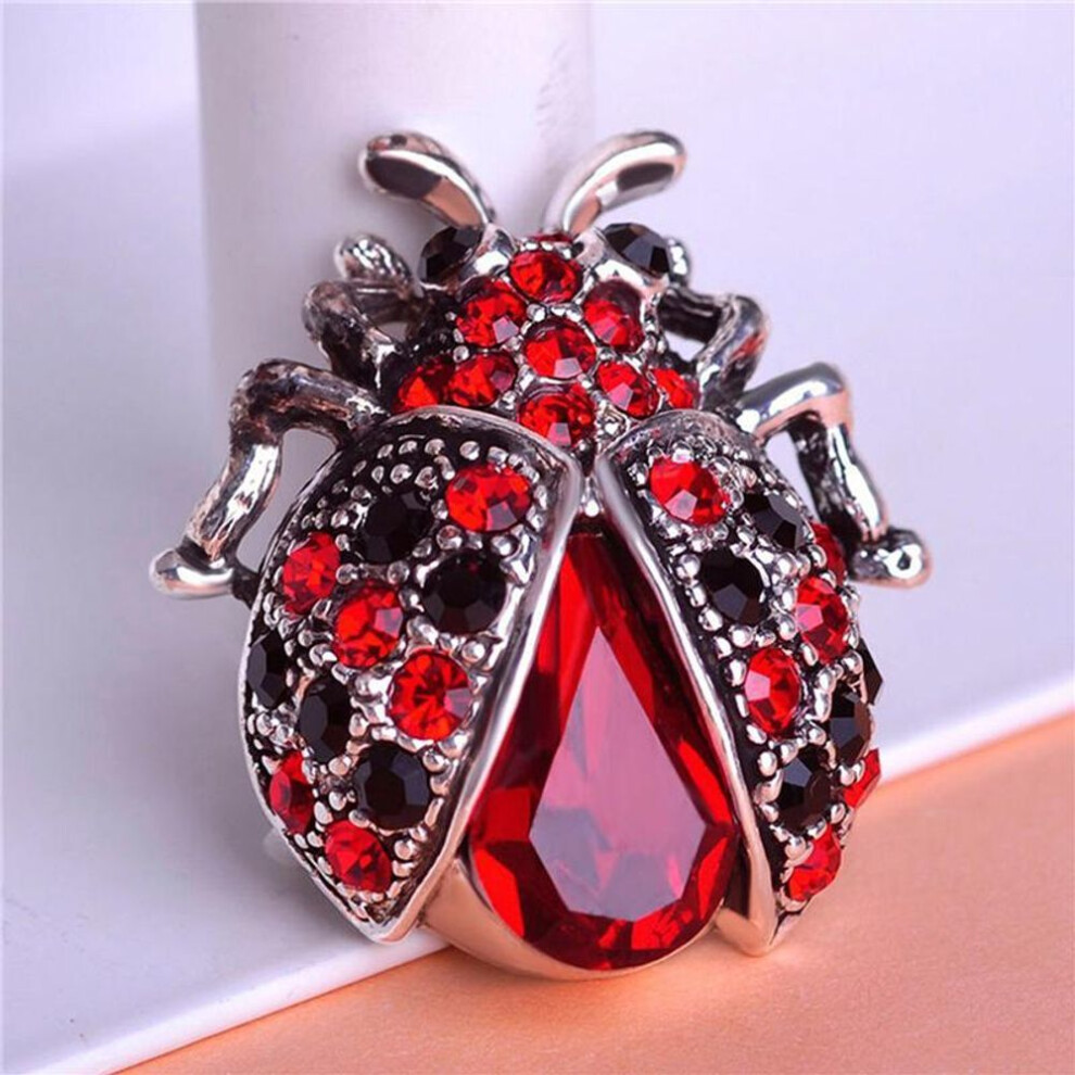 (silver,red) High Quality Oil Insect Brooch Fashion Animal Brooch Rhinestone Female Jewelry Ladybug Brooch
