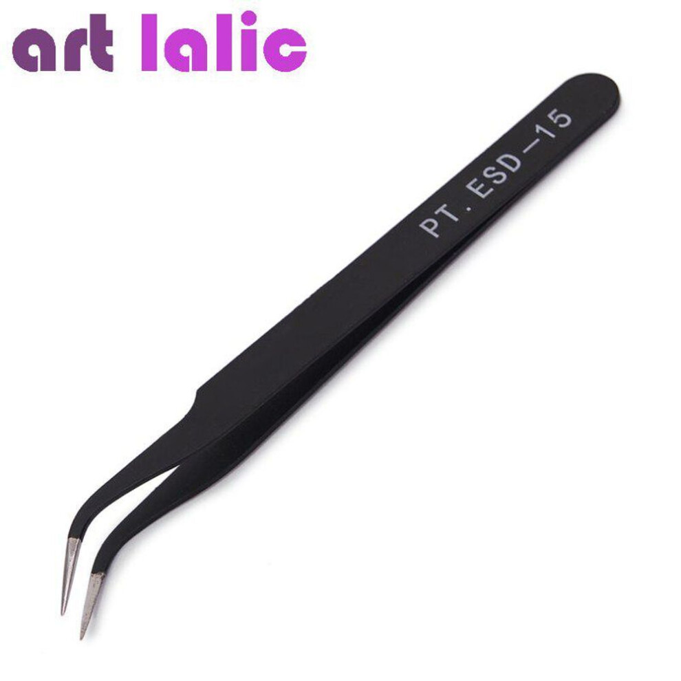 Stainless Steel Tweezers For Nail Art Curved Straight Black Tweezer Nail Rhinestone Decoration Picking Tool Manicure Tool
