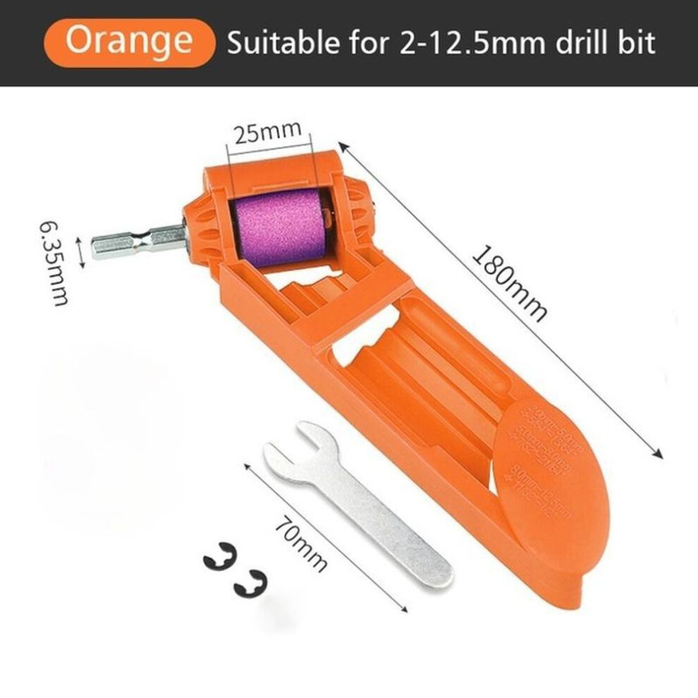 (orange) Drill Bit Sharpener 2-12.5mm Portable Corundum Grinding Wheel Drill Sharpener Grinder Drill Bit Powered Tool Parts