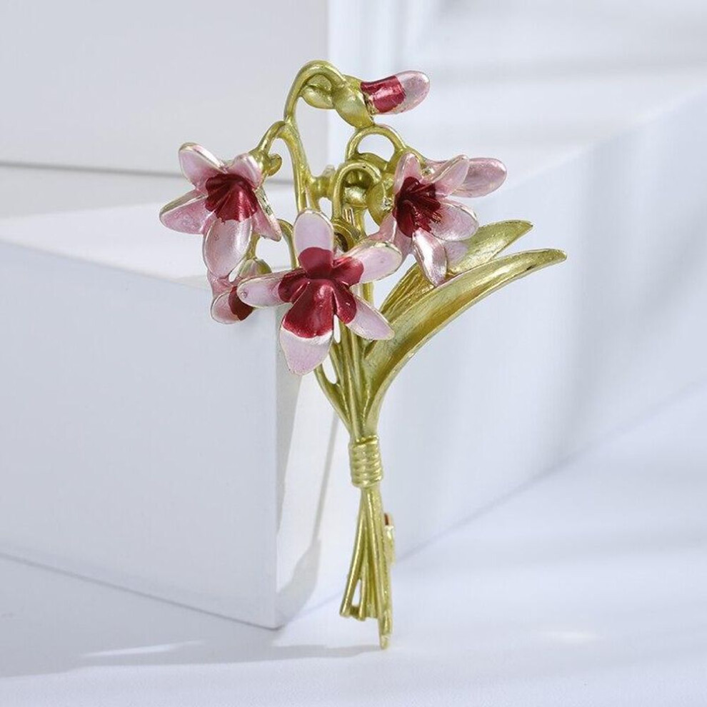 (red) Blucome purple flower Brooch Women's Brooch for Coat Suit Laple Pins Badage Wedding Party Jewelry New Year Gifts
