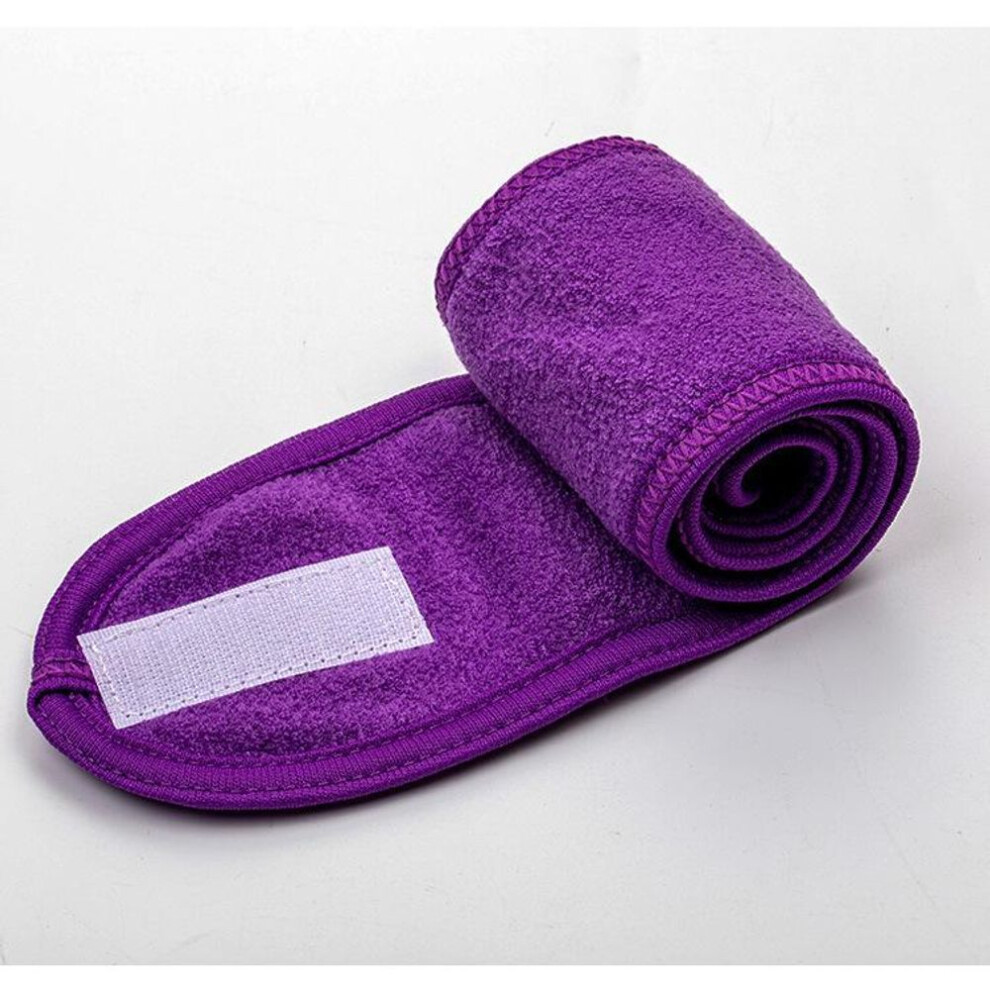 (purple) Towel Head Sweat Hairband Head Wrap Non-slip Stretchable Washable Headband Hair band for Sports Face Wash Makeup