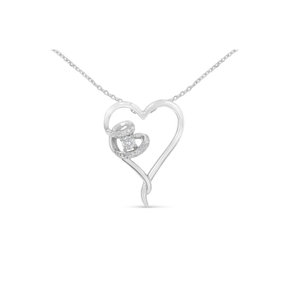 Photos - Pendant / Choker Necklace Infinite Jewels 80-6875WDM White .925 Sterling Silver 0.1 CTTW Diamond Heart Pendant Necklace, H-I - I1-I2