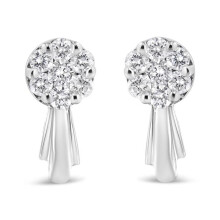 Infinite Jewels 017325EWDM 14K White Gold 0.75 CTTW Diamond Floral Cluster Drop & Dangle Stud Earrings, H-I Color - I1-I2 Clarity
