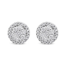 Infinite Jewels 016486E4DM 14K White Gold 1.0 CTTW Brilliant-Cut Diamond Halo-Style Cluster Round Button Stud Earrings, H-I Color - I1-I2 Clarity
