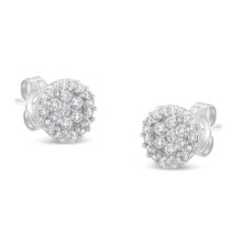 Infinite Jewels 016487E4DM 14K White Gold 0.50 CTTW Brilliant-Cut Diamond Halo-Style Cluster Round Button Stud Earrings, H-I Color - I1-I2 Clarity