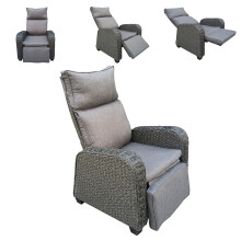 (Grey ) Garden Recliner Armchair Rattan Effect