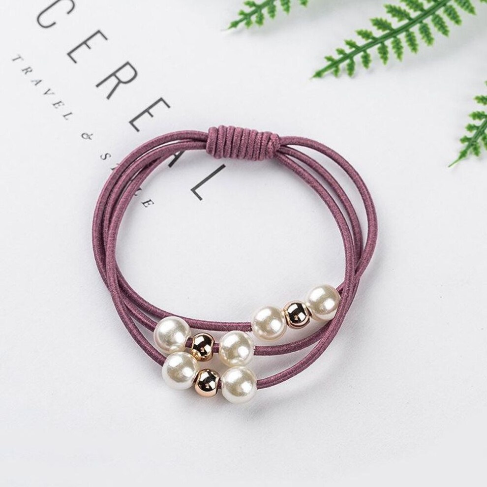 (hot pink) Hair Accessories Pearl Elastic Rubber Bands Ring Headwear Girl Elastic Hair Band Ponytail Holder Scrunchy Rope Hair Jewelry