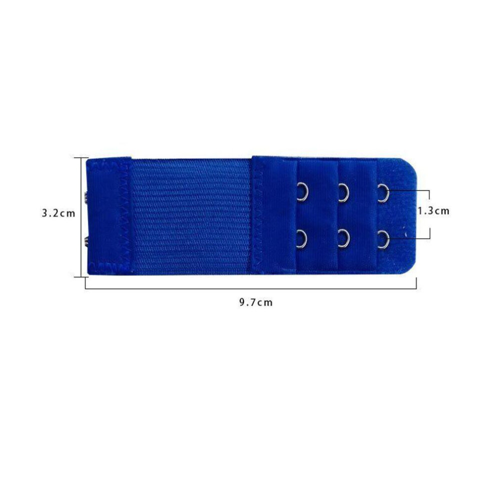 (blue) 1pc Bra Extenders Strap Buckle Extension 3 Rows 2 Hooks Clasp Straps Women Bra Strap Extender