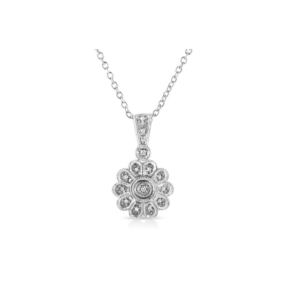 Photos - Pendant / Choker Necklace Infinite Jewels 018422NASH White .925 Sterling Silver Diamond Accent Sunburst Milgrain 18 in. Pendant Necklace, I-J Color 