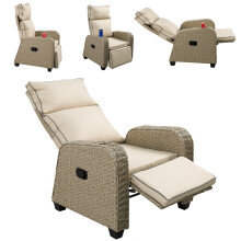 (Natural) Garden Recliner Armchair Rattan Effect