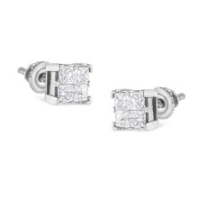 Infinite Jewels 71-5506WDM 10K White Gold 0.75 CTTW Invisible Set Princess-Cut Diamond Composite Square Stud Earrings, H-I Color - SI2-I1 Clarity