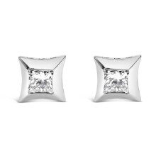 Infinite Jewels 71-5852WDM 10K White Gold 0.50 CTTW Invisible Set Princess-Cut Diamond Stud Earrings, H-I Color - SI2-I1 Clarity