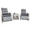 (Light Grey) Rattan Chaise Lounge Sofa Set 2 Seater 1