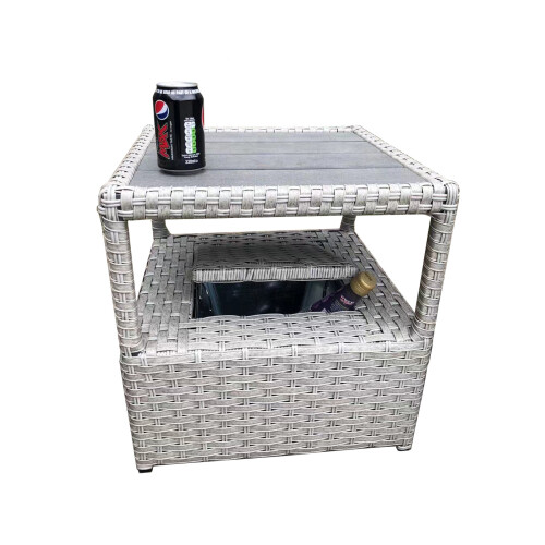(Light Grey) Rattan Chaise Lounge Sofa Set 2 Seater 2