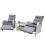 (Light Grey) Rattan Chaise Lounge Sofa Set 2 Seater 6