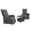 (Dark Grey) Rattan Chaise Lounge Sofa Set 2 Seater 1