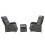 (Dark Grey) Rattan Chaise Lounge Sofa Set 2 Seater 4