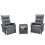(Dark Grey) Rattan Chaise Lounge Sofa Set 2 Seater 6