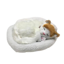 (4) Realistic Black and White Cat Dog Breathing Sleeping Plush Toys Doll Electronic Pets