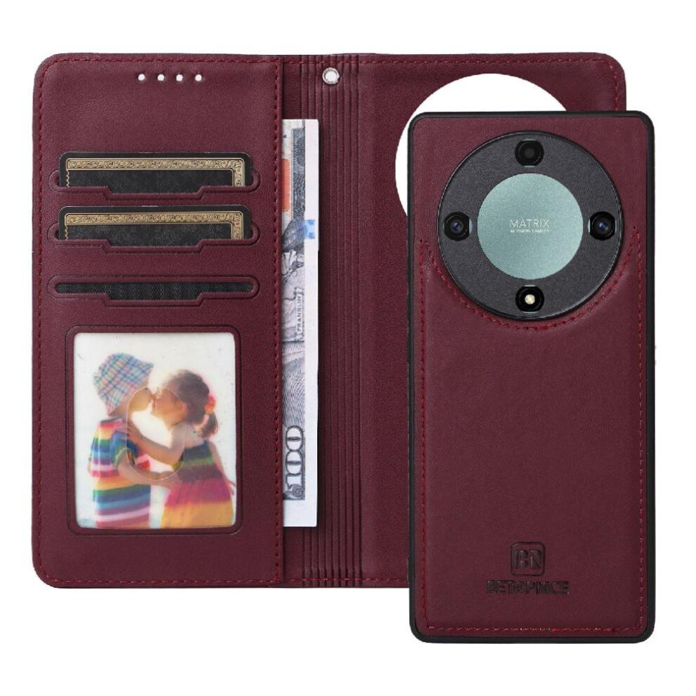 (Red) Flip Case For Honor X9a 5G Flip Cover Wireless Charging Detachable Design Rfid Blocking Wallet Red 764490309028