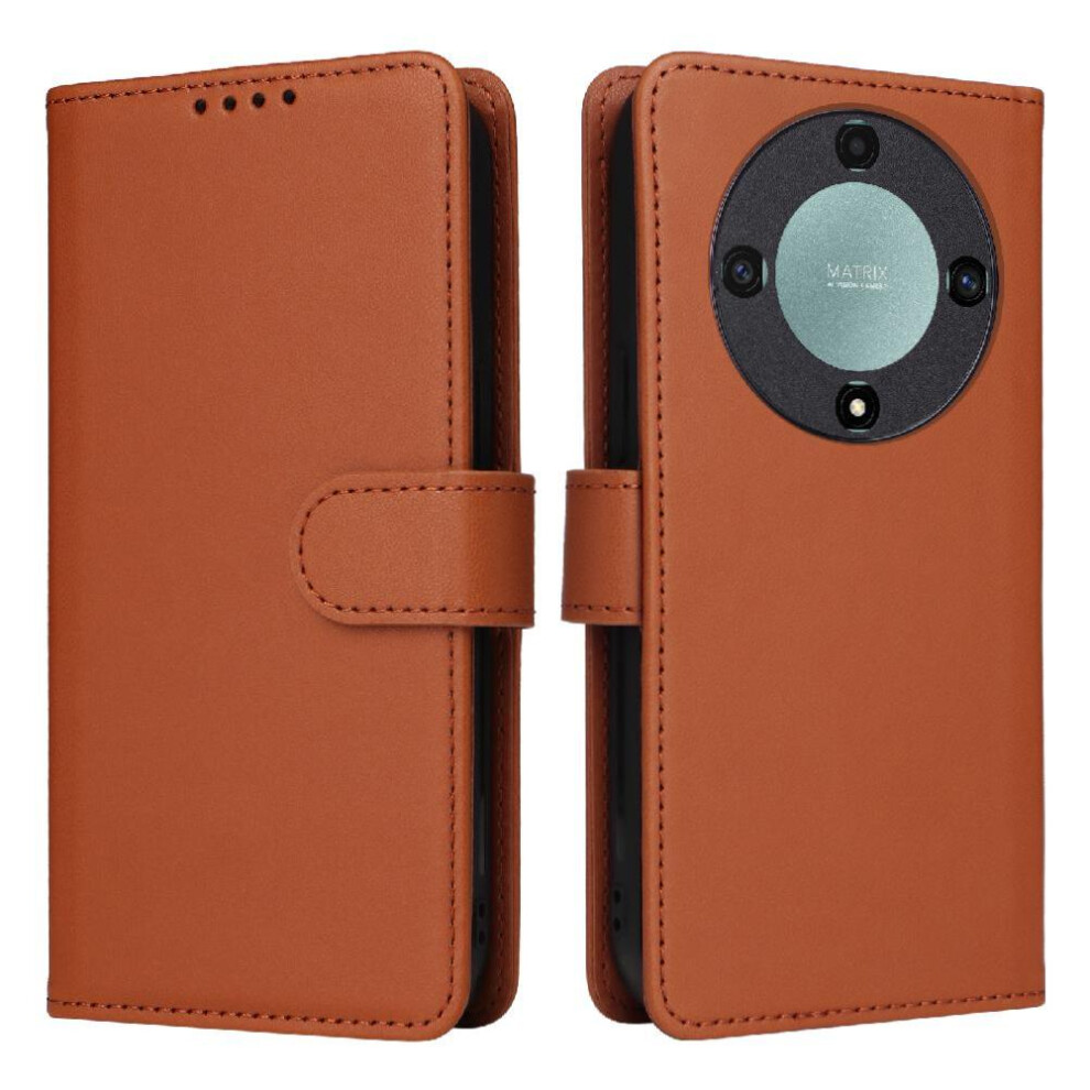 (Brown) Flip Case For Honor X9a 5G Flip Cover Wireless Charging Detachable Design Rfid Blocking Wallet Brown 764490309042