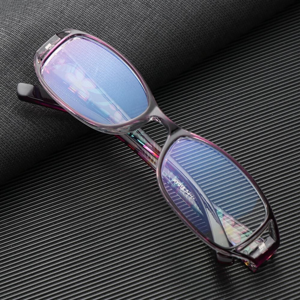 (purple, +250) New Anti Blue Light Reading Glasses For Women Men Fashion Print Flower Eyewear Ultralight Eye Protection Presbyopic Eyeglasses