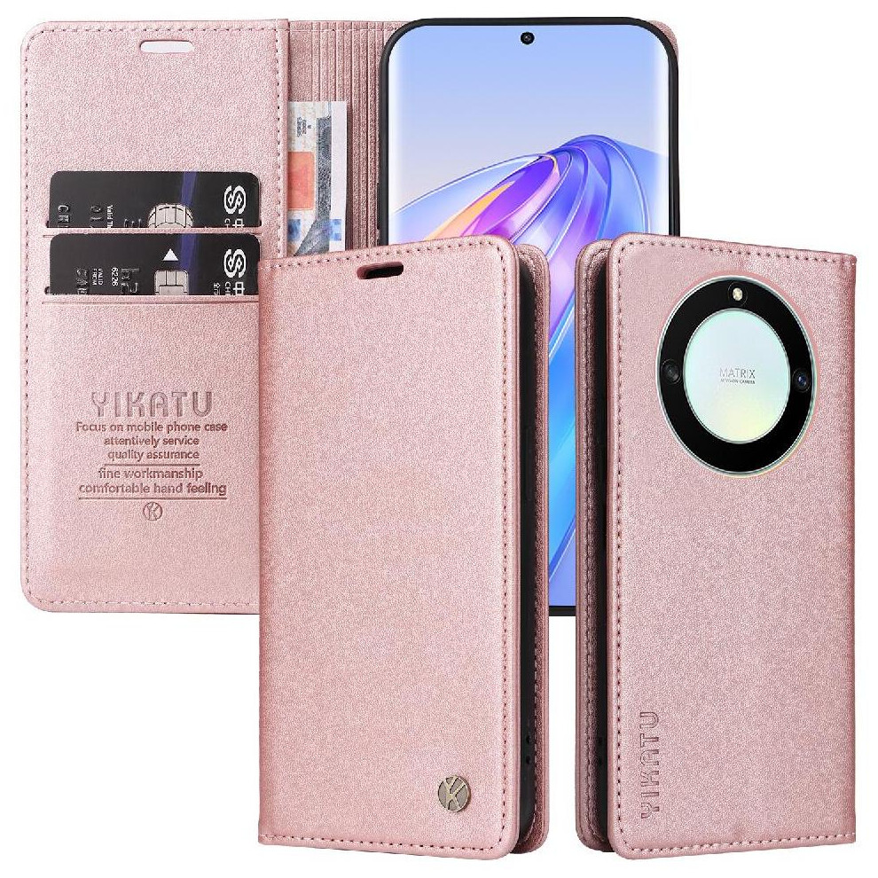 (Pink) Flip Case For Honor X9a Faux Leather And Full Matte Tpu And Stand Functionality With Card Slots Strong Magnetic Attraction Pink 764490310741