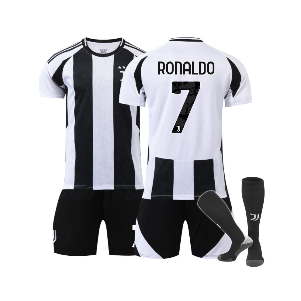 Qinyuchen (22(120-130Cm)) Comfortable 2425 Juventus Home Ronaldo #7 Training Suit With Socks