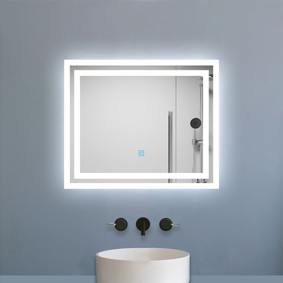 Bathroom LED Mirror with Demister Pad Anti-fog Touch Switch Wall Mounted Vertical/Horizontal, 600x500mm-image-OPC-PG98BBC-NEW