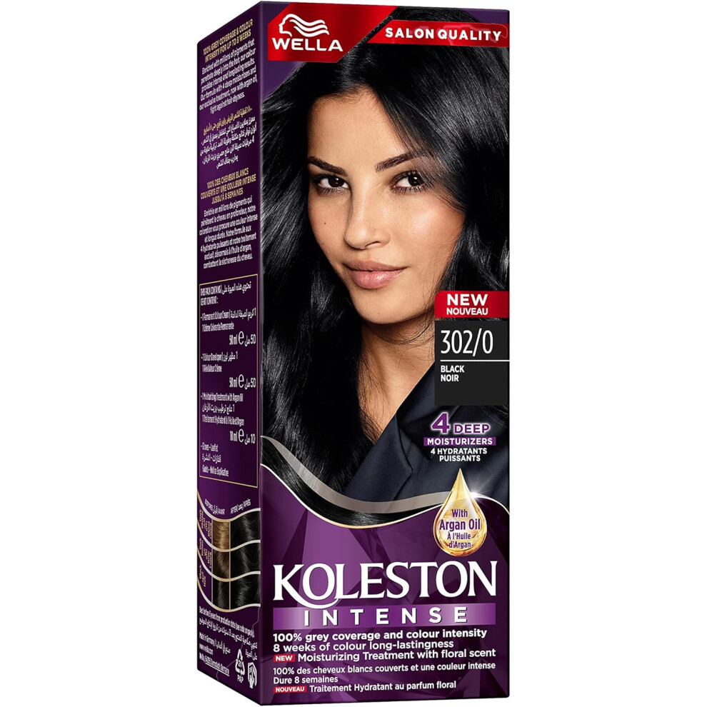 Wella Koleston Intense Hair Color 302/0 (Black) |Provides A Glossy Finish For A Professional-Quality Result. Black
