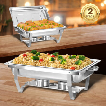 2 Pack 9L Chafter Chafing Dish Set Stainless Steel Food Warmer