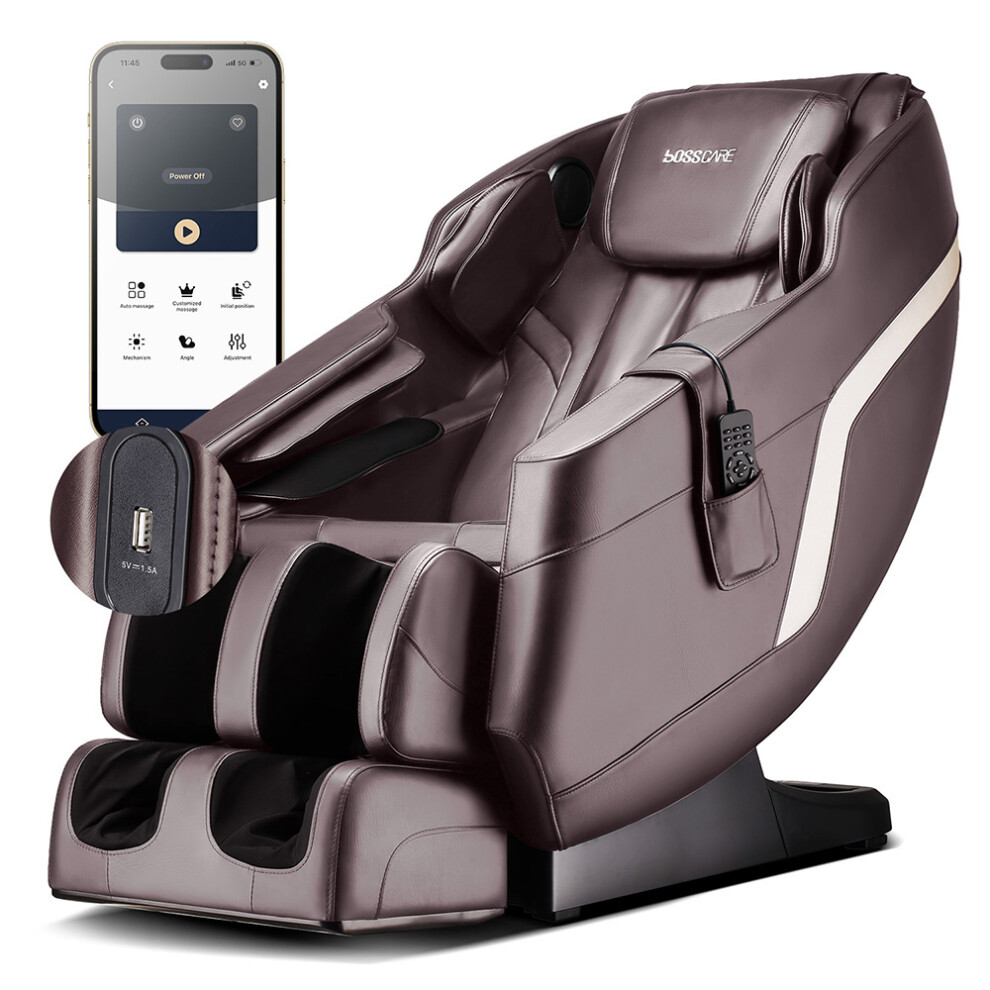 Zero Gravity Back Heated Full Body Massage Chair with Controller,Brown