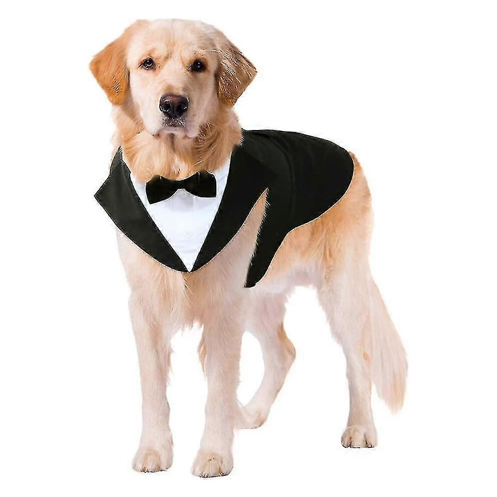 (Medium, One Size) Dog Suit And Bandana Set, Dogs Tuxedo Wedding Party Suit, Dog Prince Wedding Bow Tie Shirt Formal Dog Weeding Attire For Large And 5062994716591