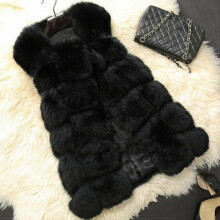 (As show, One size) Women Faux Fur Waistcoat Gilet Body Warmer Sleeveless Jacket Coat_y TA