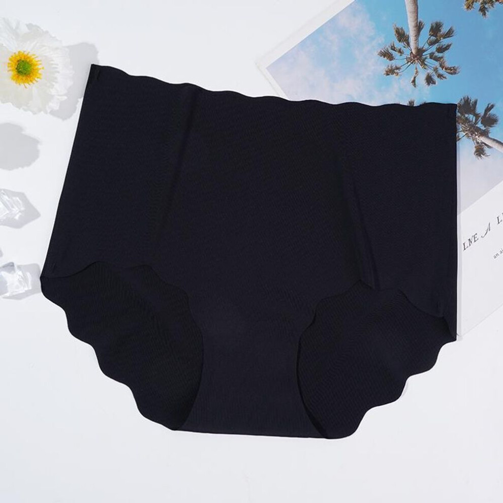 (black, XL) High Waist Panties for Women Plus Size Ice Silk Seamless Briefs Women Soft Underpants