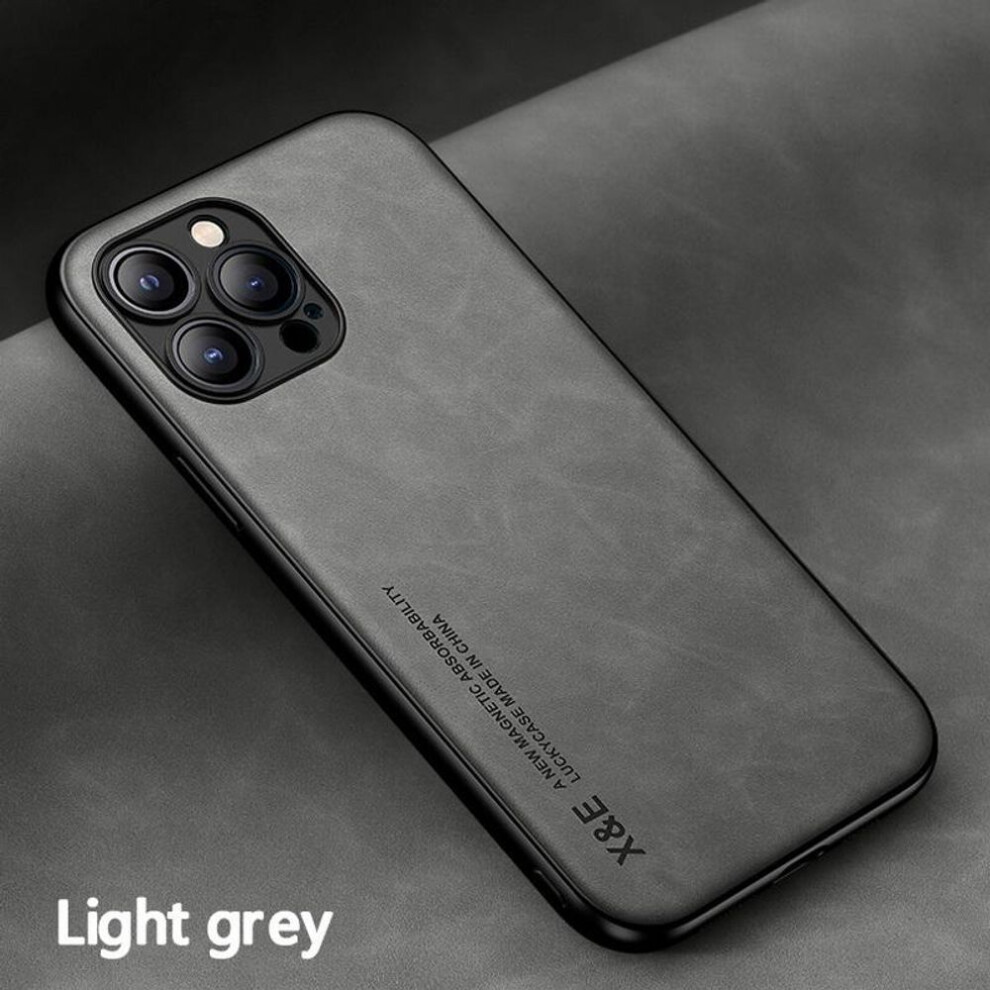 (grey, iPhone 16 Pro Max) Lambskin Leather Magnetic Shockproof Phone Back Cover Case For iPhone 16 14 Pro 15 13 12 11 Pro Max XR XS X 8 7 Plus SE 2022
