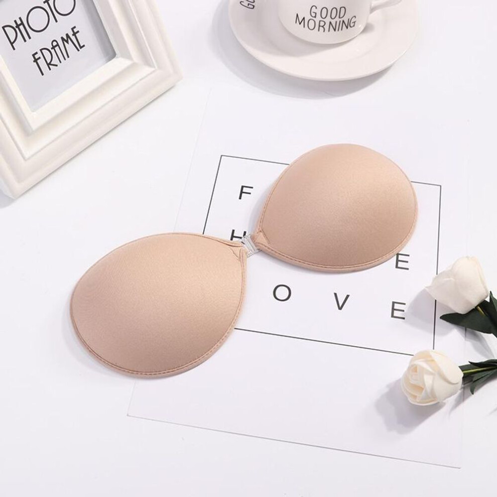(beige, style2 A) 3 Styles Silicone Sticky Invisible Backless Bra Strapless Push Up Bralette Seamless Front Closure Adhesive Bars Nipple Cover Underwear