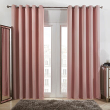 (Blush Pink, 90 x 90 cm) Luxury Blackout Eyelet Curtains Pair Insulated Heavy Thermal Ring Top Ready Made Window Curtain Panel