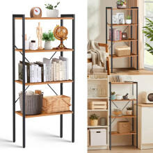 4-layer shelving, plant shelving, kitchen shelving, stable steel frame, independen forentrance and living room, easy to assemble,brown and black