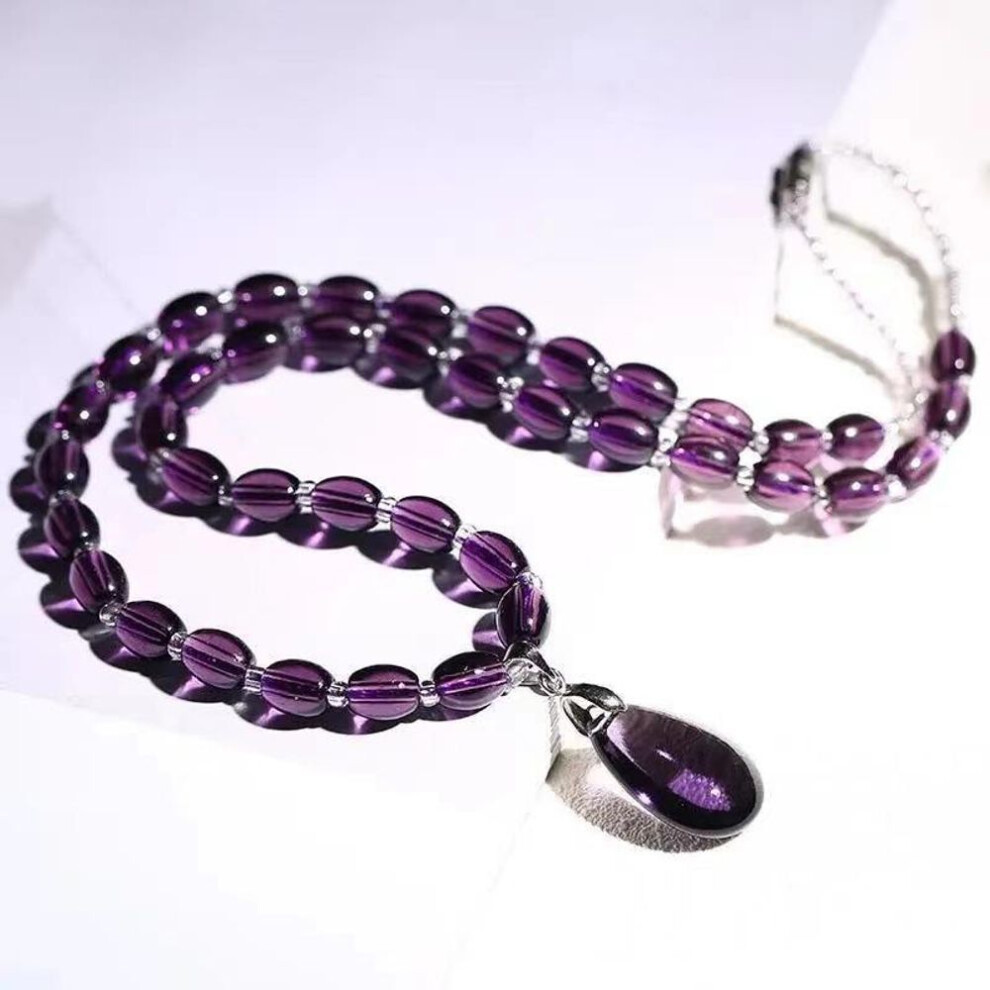 (purple) Trendy Purple Water Drop Pendant Necklace Women Vintage Necklace Wedding Engagement Jewelry Gifts