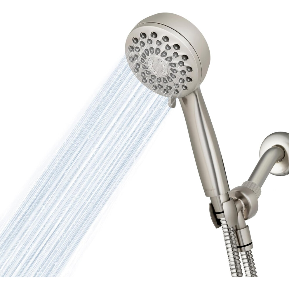 (Brushed Nickel, Contemporary) High Pressure Hand Held Shower Head with Hose, PowerPulse Massage 7-Mode, Brushed Nickel XPB-769ME