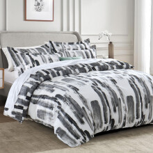 (Grey Stripe, Single) Floral Duvet Quilt Cover Reversible Bedding Set UK