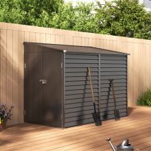 8.8 x 4.7ft Motorcycle Storage Shed Lockable Steel Garden Bike Shed, Charcoal Black