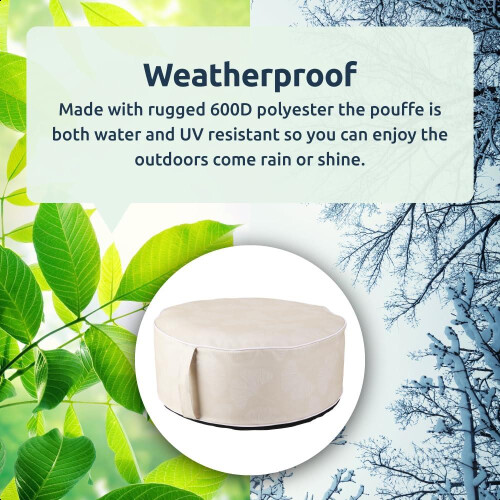 Inflatable Outdoor Garden Pouffe Cream Leaf 1
