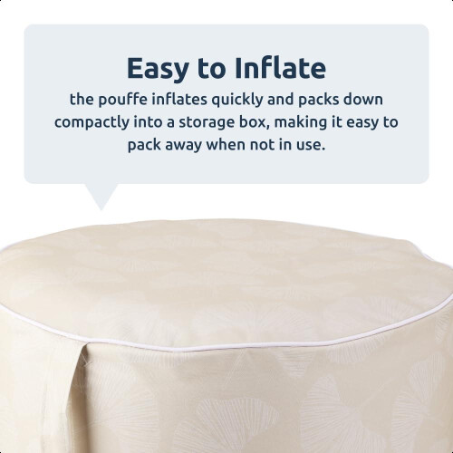 Inflatable Outdoor Garden Pouffe Cream Leaf 2